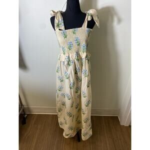 Tuckernuck Cream Blue Cotton Long Sundress Sz M